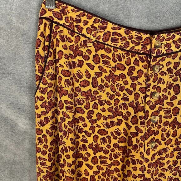Free People Pants Womens 12 Tan Animal Print Wide Leg Boho Festival Hippie - Picture 6 of 16